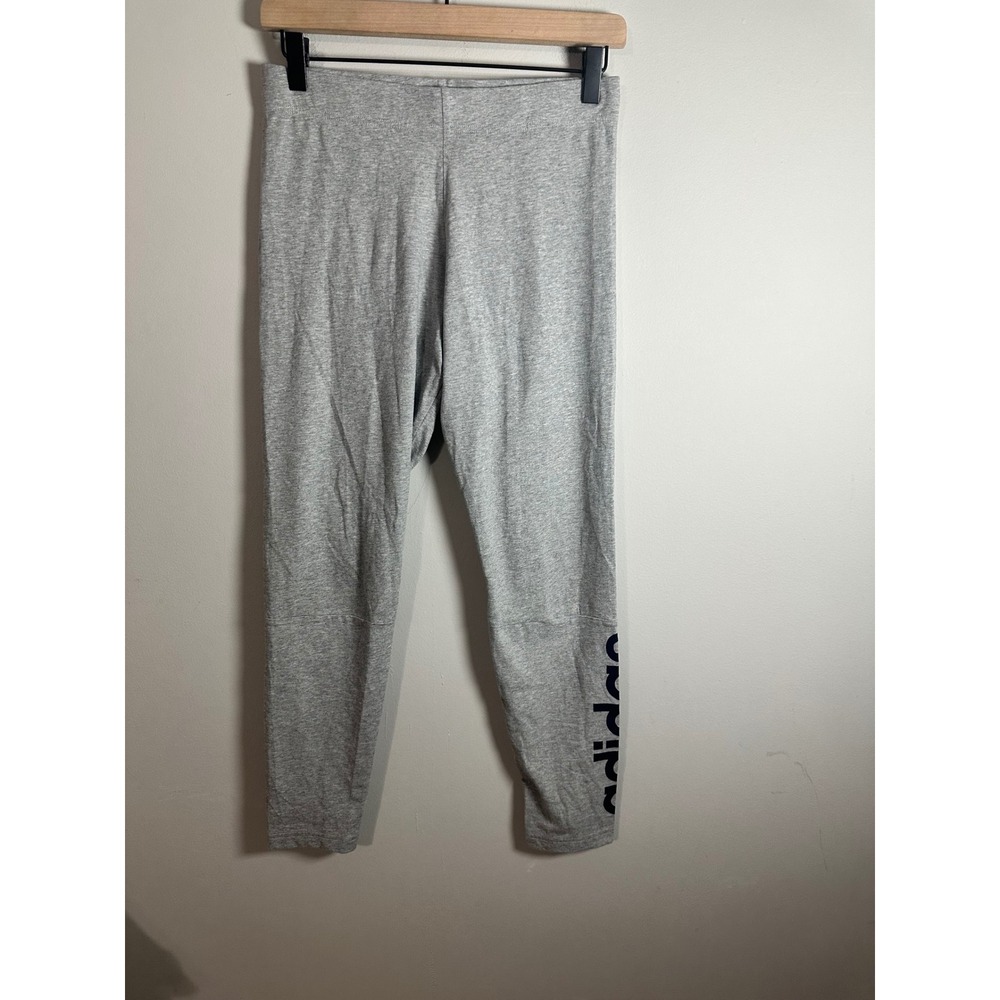 Adidas Womens Heather Gray Graphic Logo Cotton Blend Activewear Leggings M